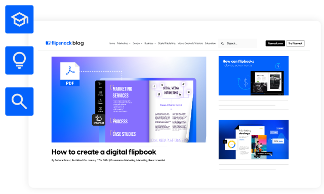 Blog Flipsnack avec plus de contenu sur les flipbooks en ligne